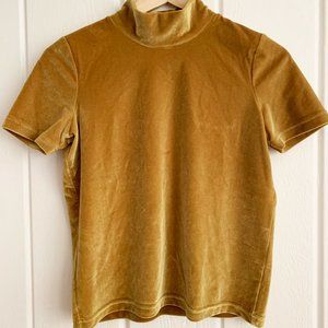 Madewell Velvet Turtleneck Short Sleeve Top Size S